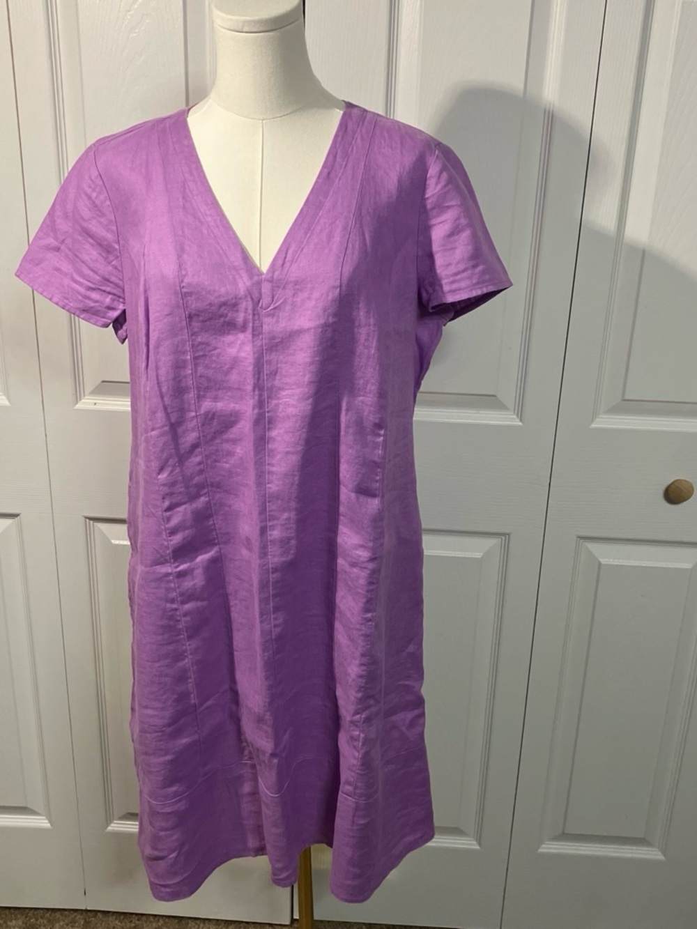 J Jill Women's V-Neck Short Sleeve Dress - Lilac